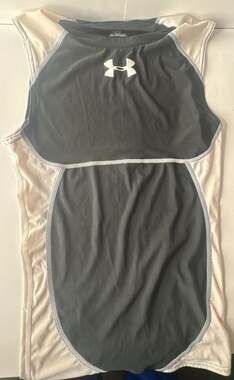 Under Armour HeatGear Sleeveless Compression Shirt Men's Medium Grey/White